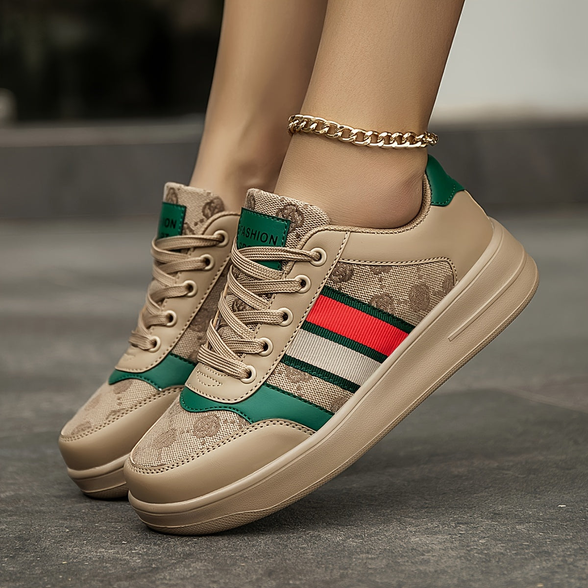 Women's Retro Canvas Print Pattern Letter Stripe Casual Sneakers
