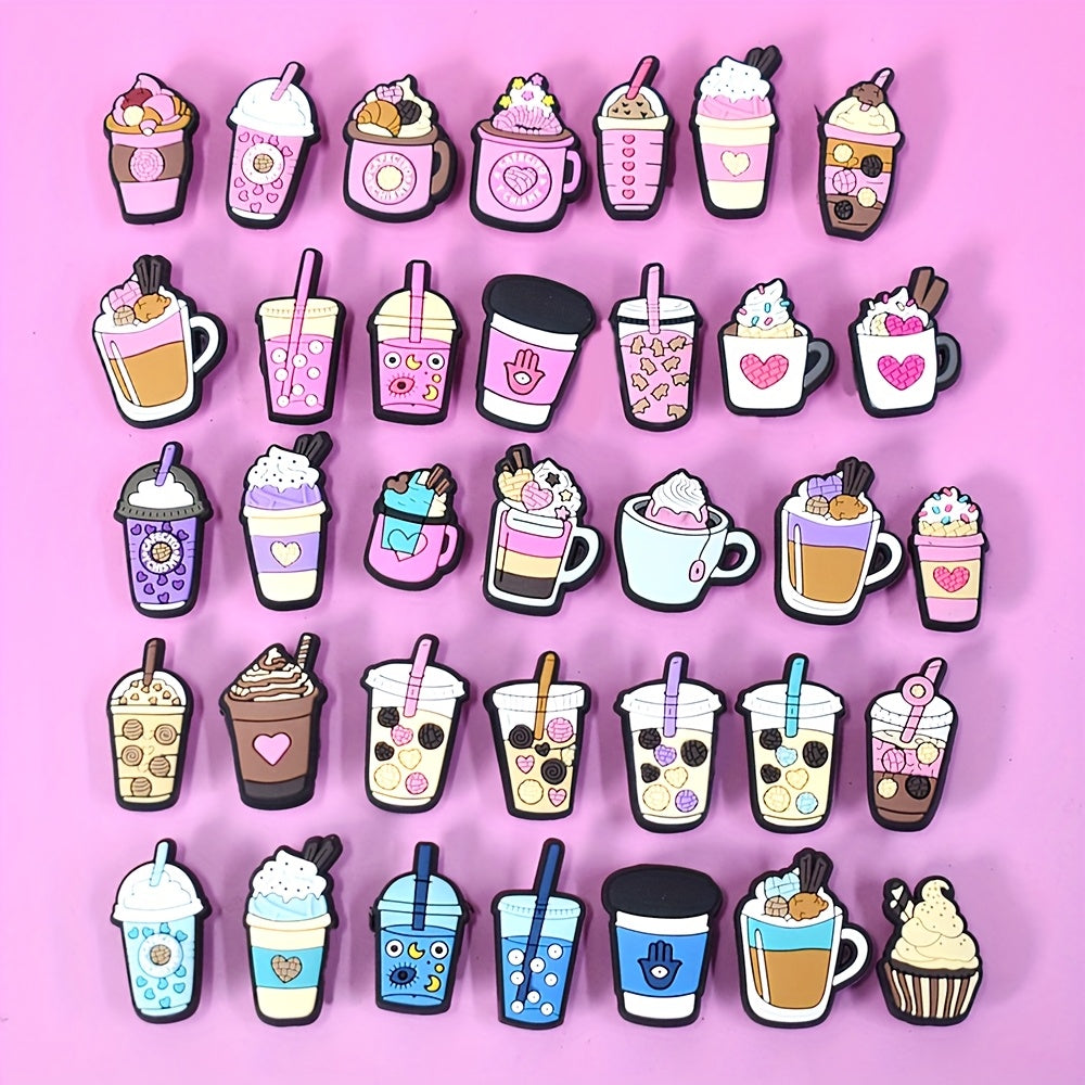 35pcs Colorful Plastic Shoe Charms Food Drink Themed Shoe Decorations
