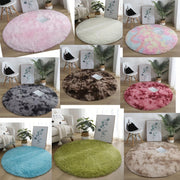 Round Faux Fur Area Rug, Plush, Lightweight Knit, Non-Slip Backing