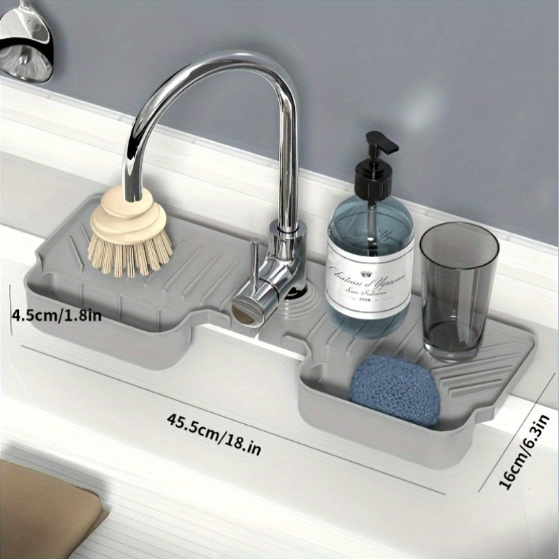 Silicone Kitchen Sink Splash Guard with Faucet Guard and Draining Mat