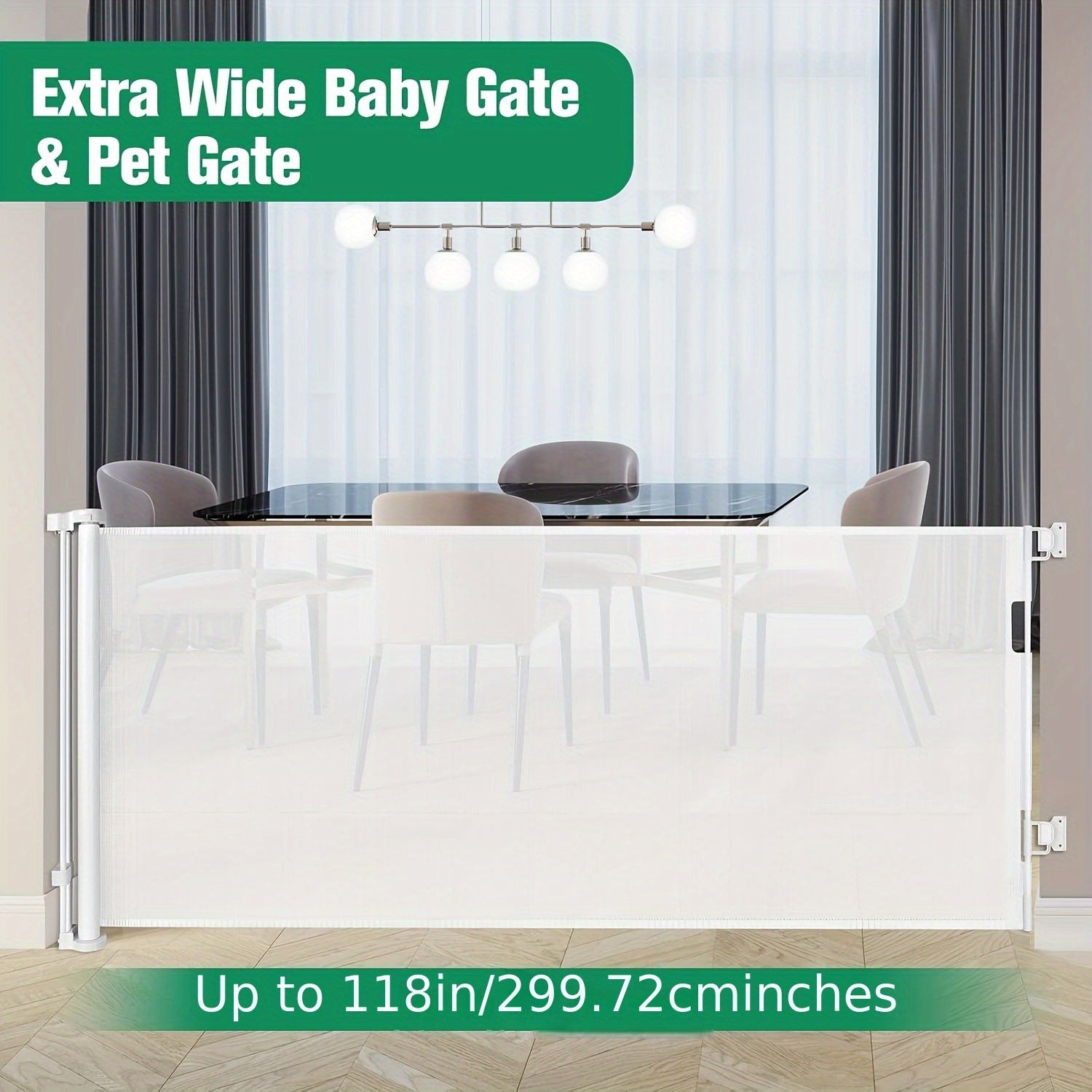 Extra Wide Retractable Baby Gate with Pet Door for Large Openings 299.72cm Indoor Outdoor