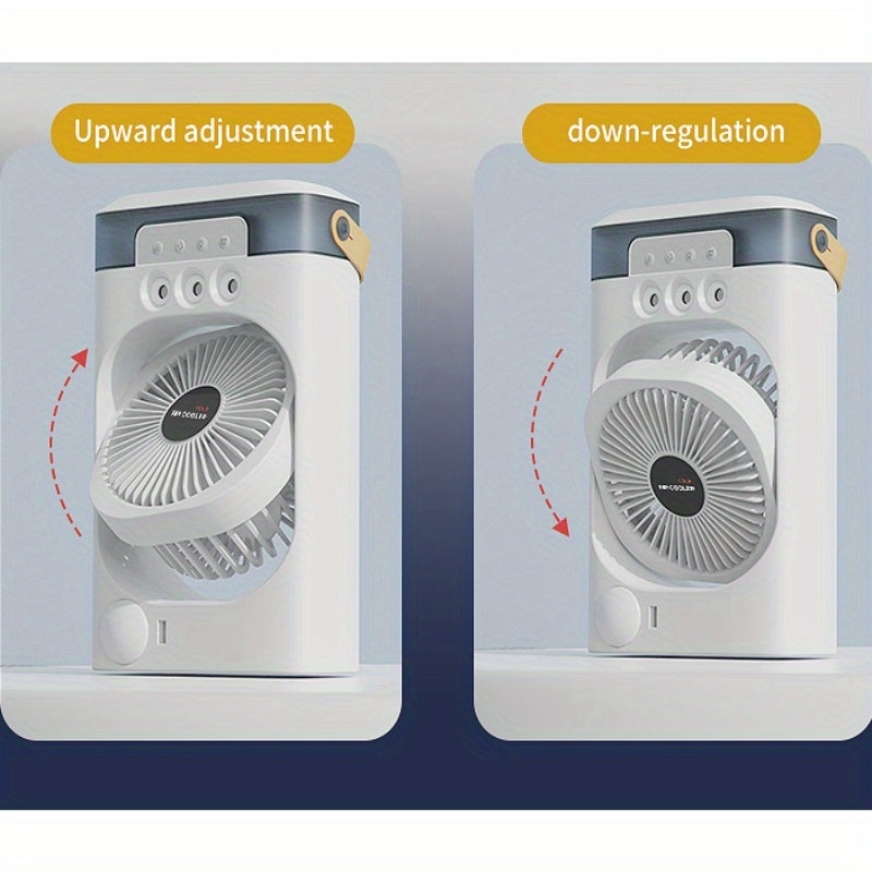 3-in-1 Shamol Sovutgichli Portativ Havo Sovutgich, Katta Tank, Rangli Kechki Chiroq - USB bilan Qayta To'ldiriladigan, Energiya Tejovchi Evaporativ Sovutgich Yotoqxona, Uy Ofisi va Kichik Xonalar uchun