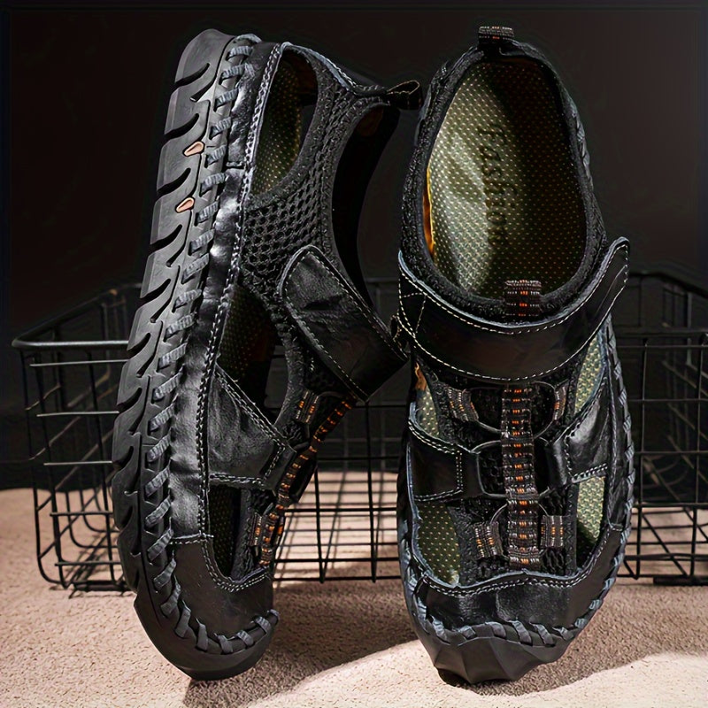 Erkaklar uchun tasodifiy sport sandallari, bir rangda, sozlanadigan bog'ich, kauchuk taglik va nafas oladigan, sirpanmaydigan dizayn bilan bahor, yoz va kuzda foydalanish uchun.