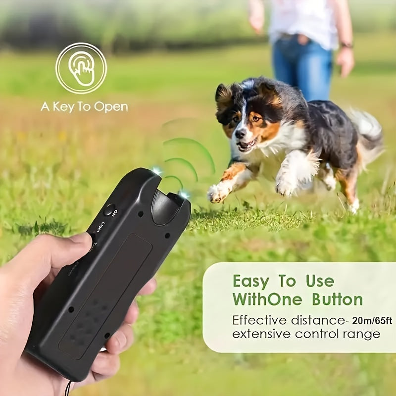 Battery-Powered Ultrasonic Dog Bark Deterrent with LED Light Safe and Effective