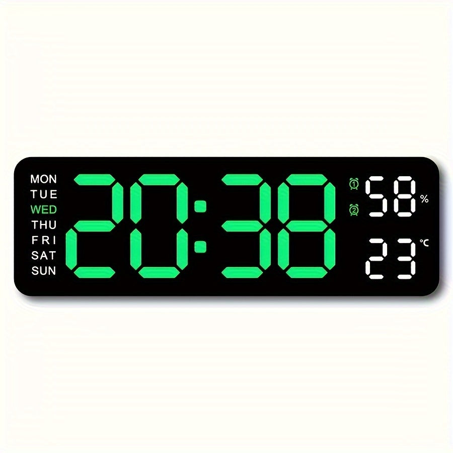 LED Digital Clock with Temperature and Humidity Display Wall or Table Decor Silent Multi-Functional