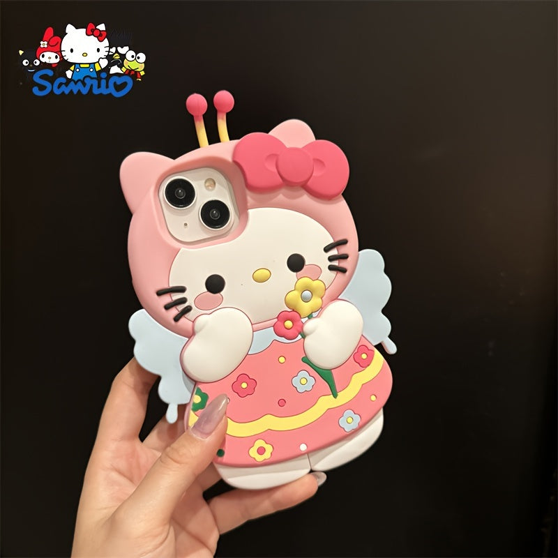 Hello Kitty Cartoon Phone Case for iPhone Silicone Shell with Lanyard