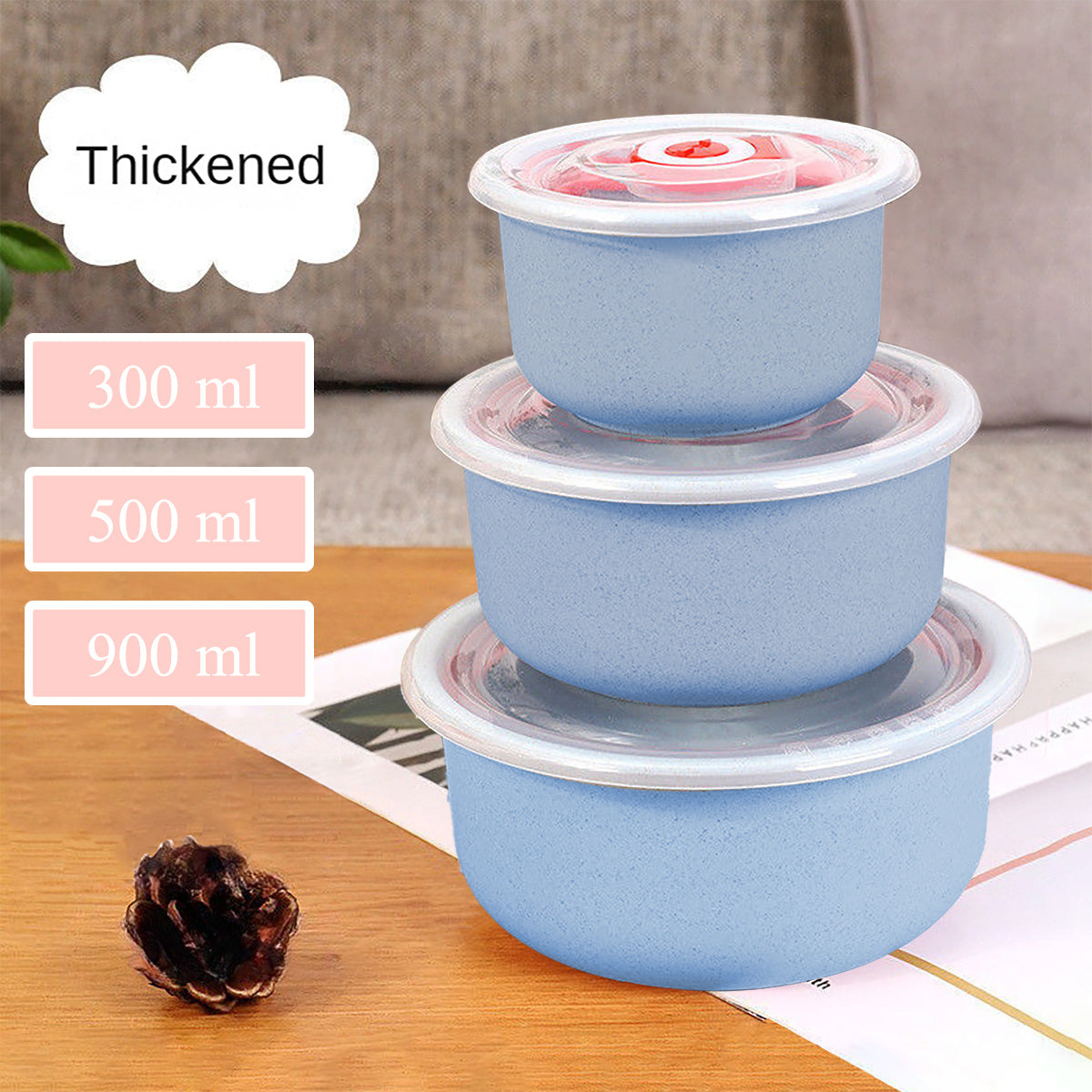 Set of 3 Airtight Food Storage Containers in Various Sizes for Freshness
