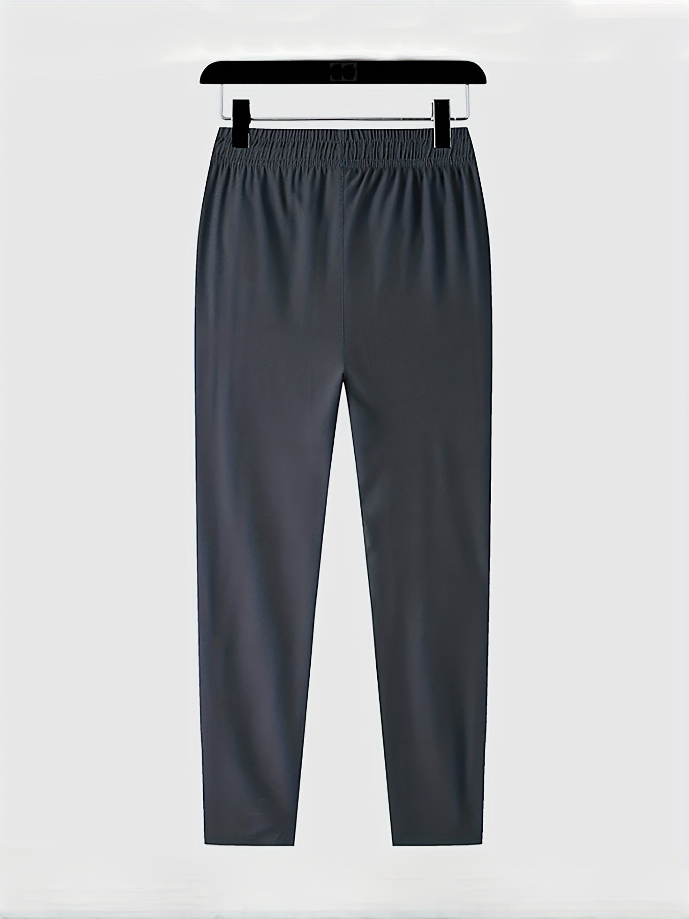 Men's Polyester Casual Pants with Zipper Pockets Elastic Waist Drawstring All-Season