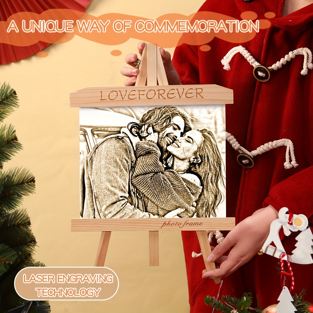 Уникальная рождественская елочная игрушка: ручная роспись деревянной фоторамки, индивидуально оформленная для домашнего и офисного декора, идеальный подарок для близких и домашних животных