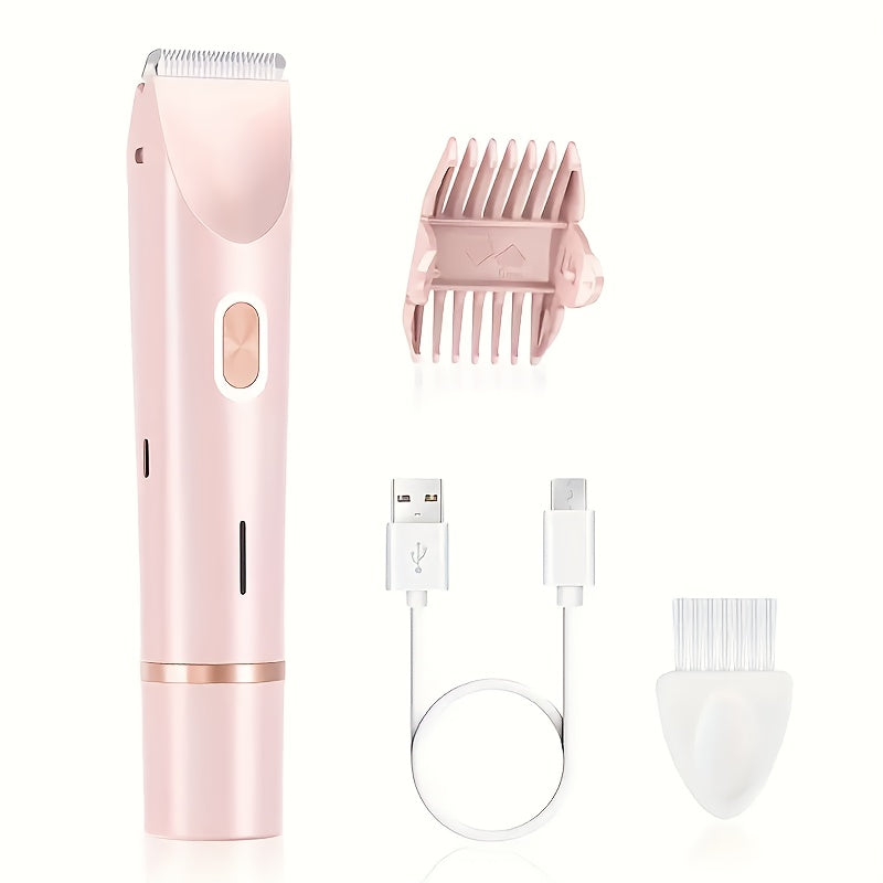 Women Electric Shaver and Epilator Pink White Dual Head Rechargeable Portable
