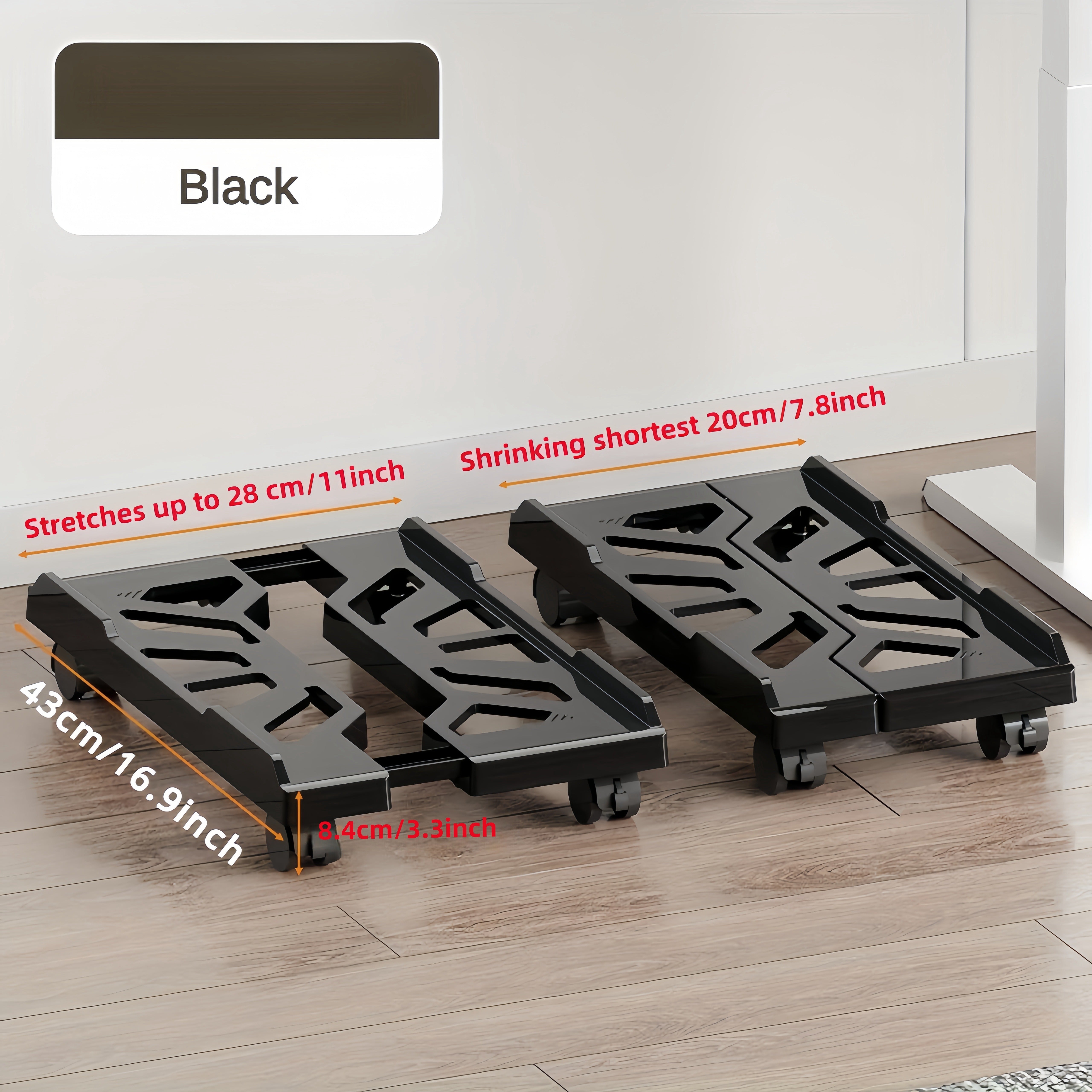 ABS Desktop Computer Tower Stand with Rolling Wheels and Adjustable CPU Holder for Home Office