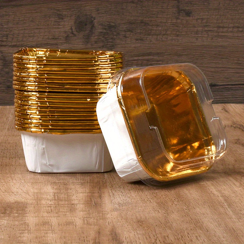 Set of 50 Colorful Foil Cupcake Liners with Lids, Oil-Proof Muffin Cups for Baking