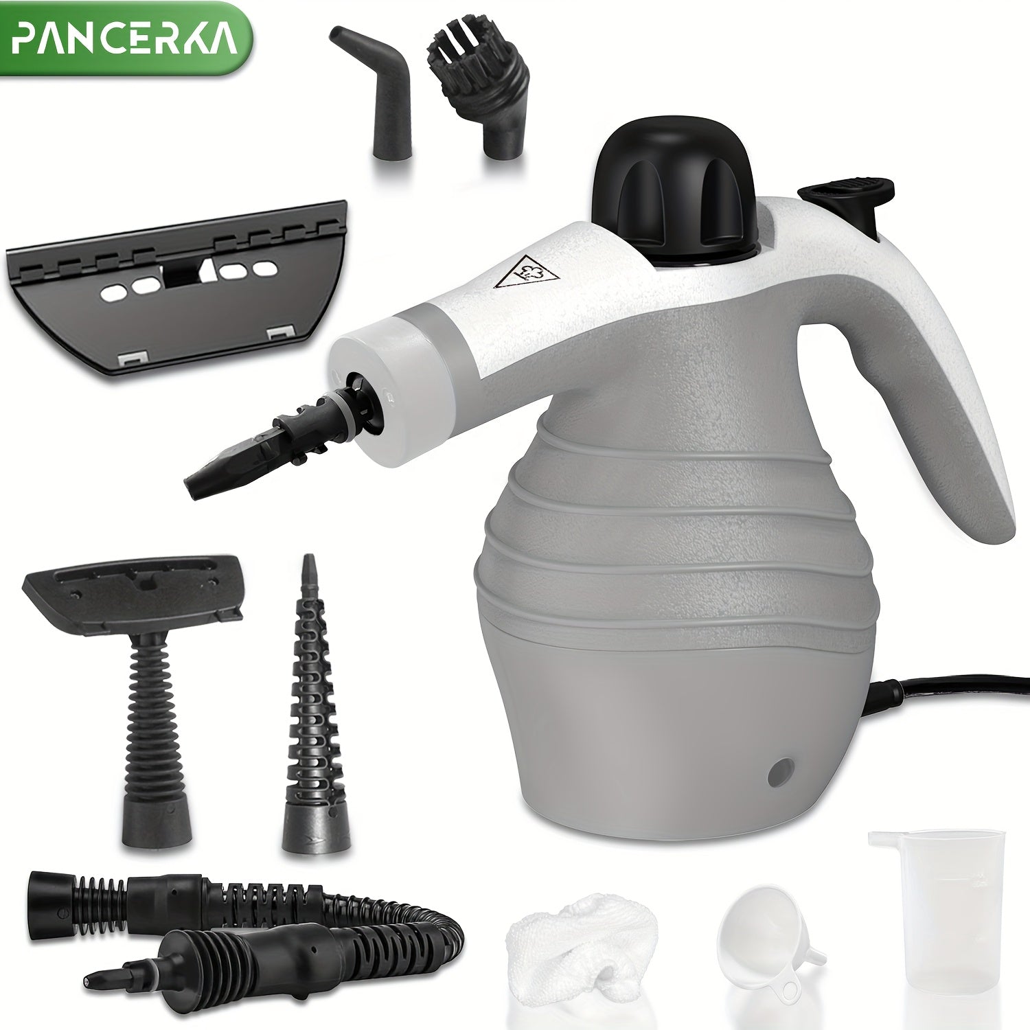 PANCERKA Elektrik Bug' tozalagichi 9 ta aksessuar tozalash qismlari, yuqori haroratda sanitariya mopi va qo'l bilan ishlatiladigan qopqoq bilan, gilamlar, pardalar, pollar va derazalar uchun ideal. EU ulagichi.