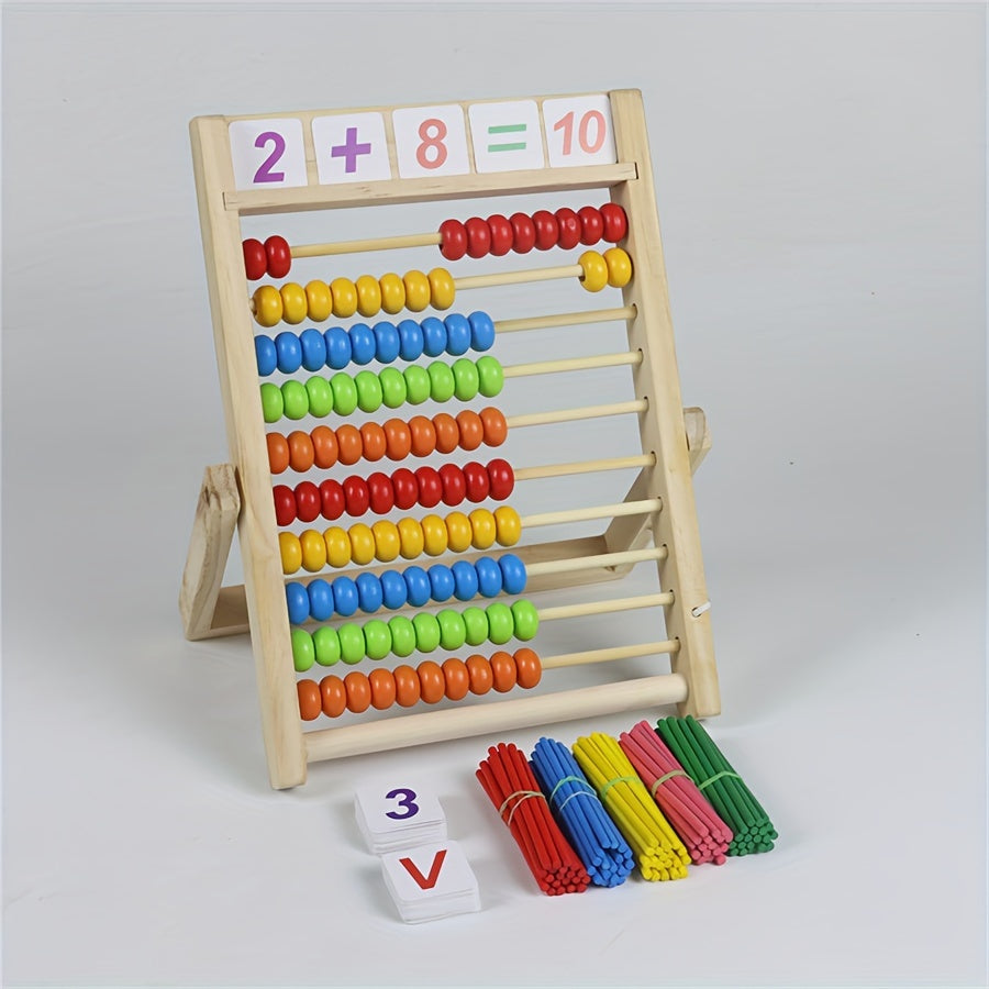 Bolalar uchun Rang-barang Yog'och Abakus To'plami - Tabiiy Yog'ochdan Yasalgan Ta'limiy Hisoblash O'yinchoq, Matematikani Rivojlantiradi, Maktabgacha Yoshdagi Bolalar Uchun Ajoyib, Mukammal Bayram Hediye