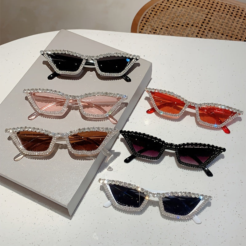 Women’s Cat Eye Glasses Shiny Rhinestone Fashion Sunglasses for Parties and Clubs