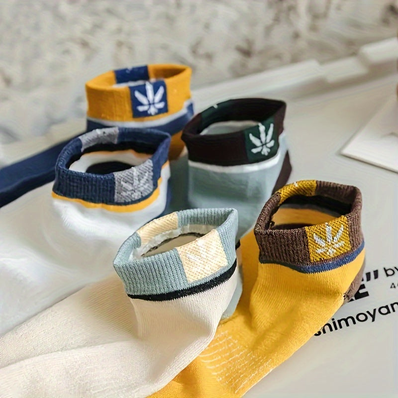 Men's Color Block Liner Socks 10 Pairs Breathable Soft Anti-Odor Summer Casual