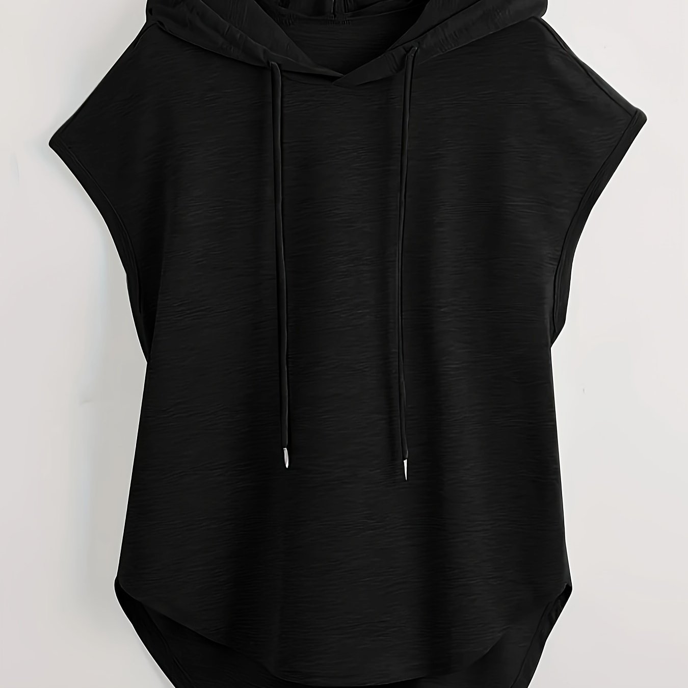 Oversized Hooded T-Shirt Men Polyester Spandex Solid Casual Sportswear Spring Summer Fall
