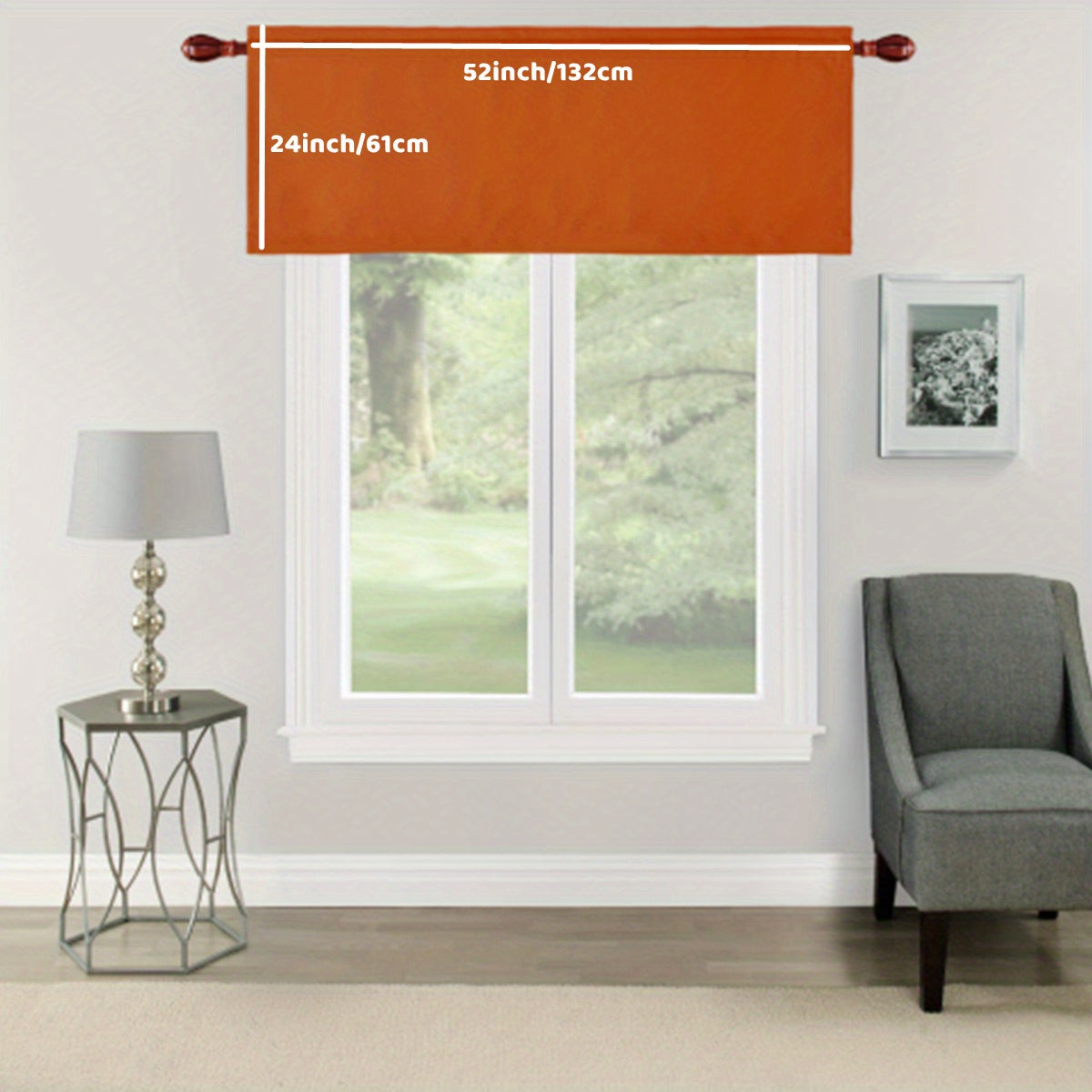 Solid Rod Pocket Valance Curtain with Rod Cover for Kitchen Bedroom Bathroom