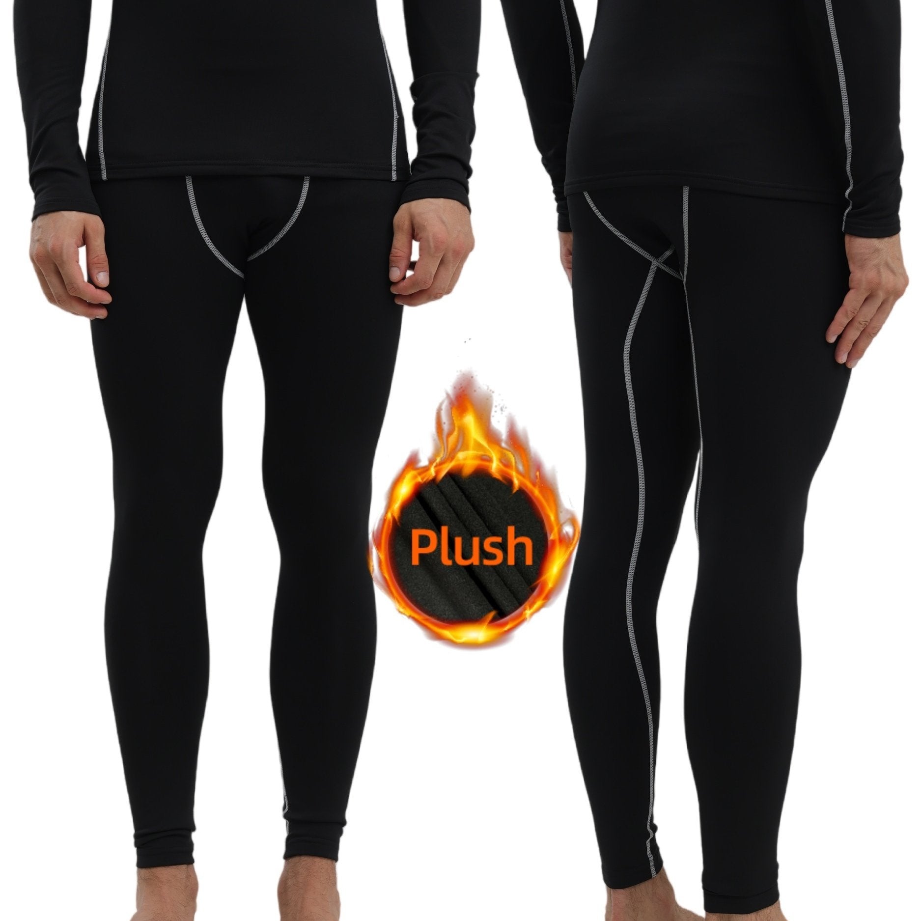 Men's Compression Pants Fleece-Lined Warm Skinny Fit for Autumn Winter Outdoor Activities