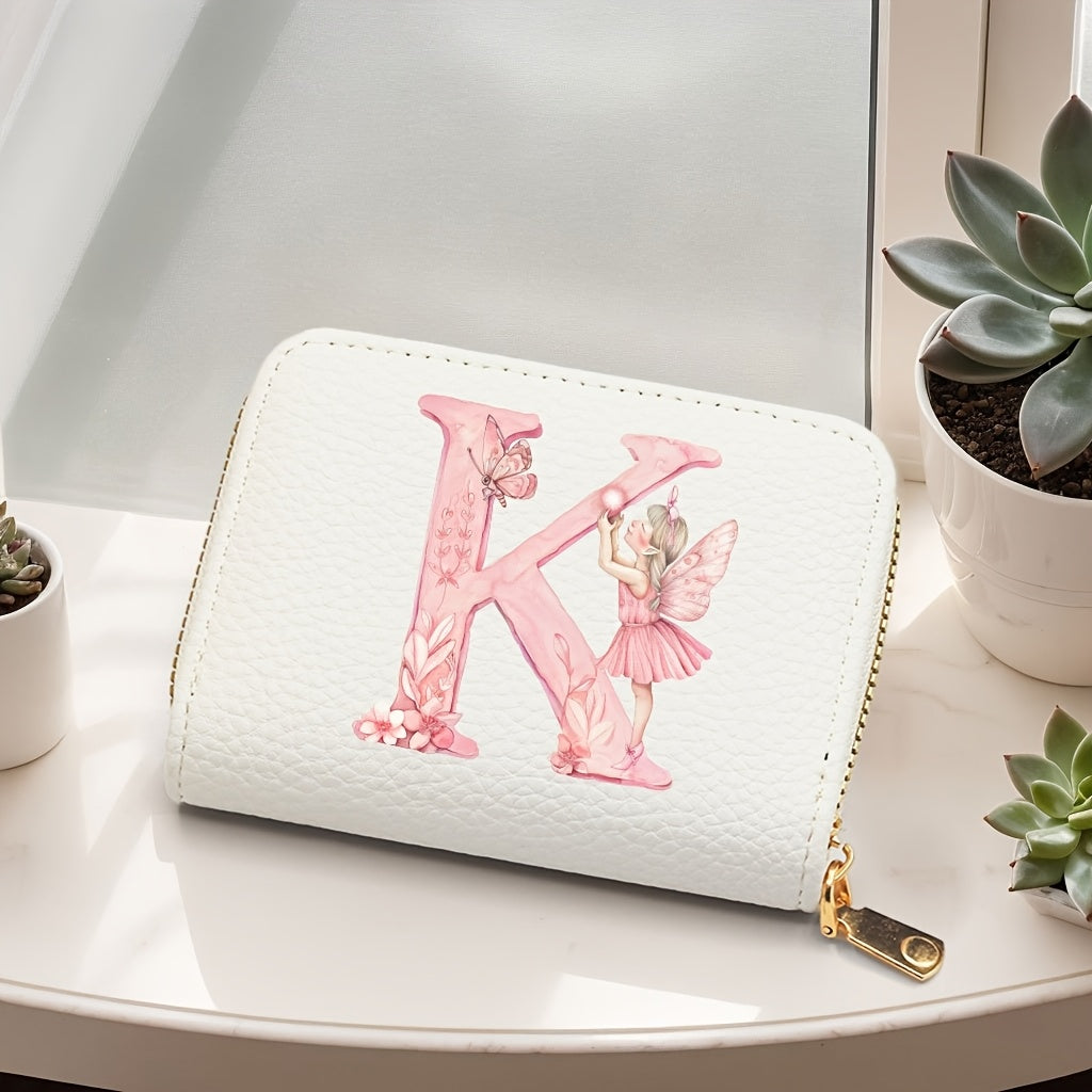 Tarjetero de mujer de cuero sintético, estilo acordeón delgado, con cierre de cremallera para monedas