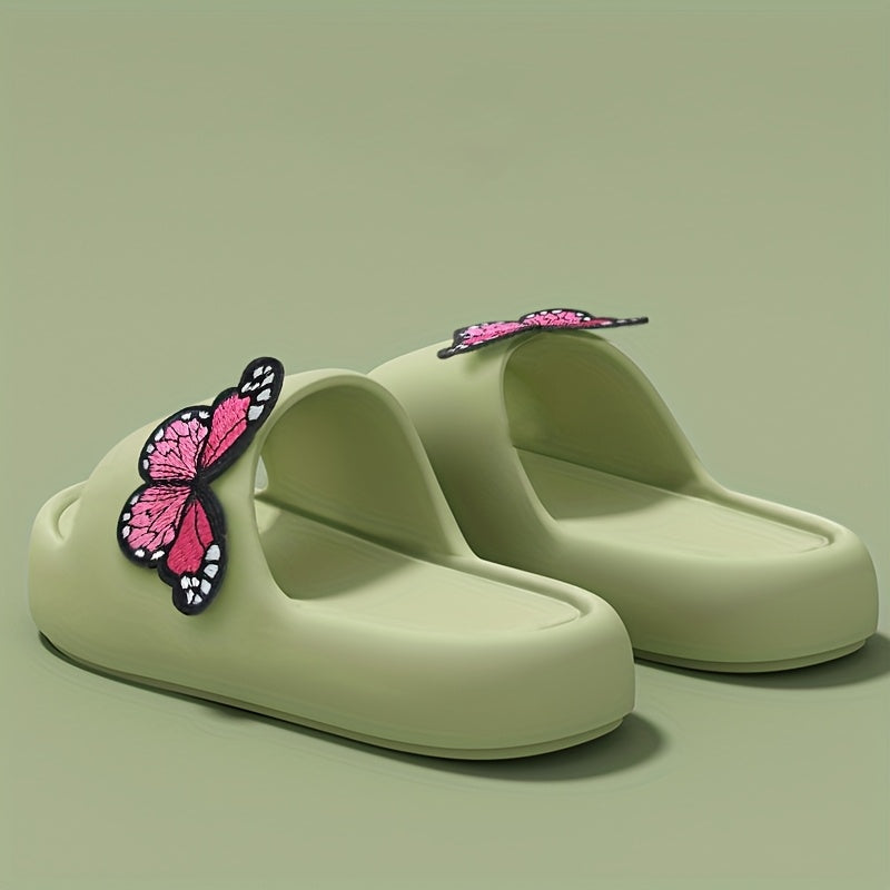 Women's Pink Butterfly Slippers Lightweight EVA Non-Slip Indoor Beach