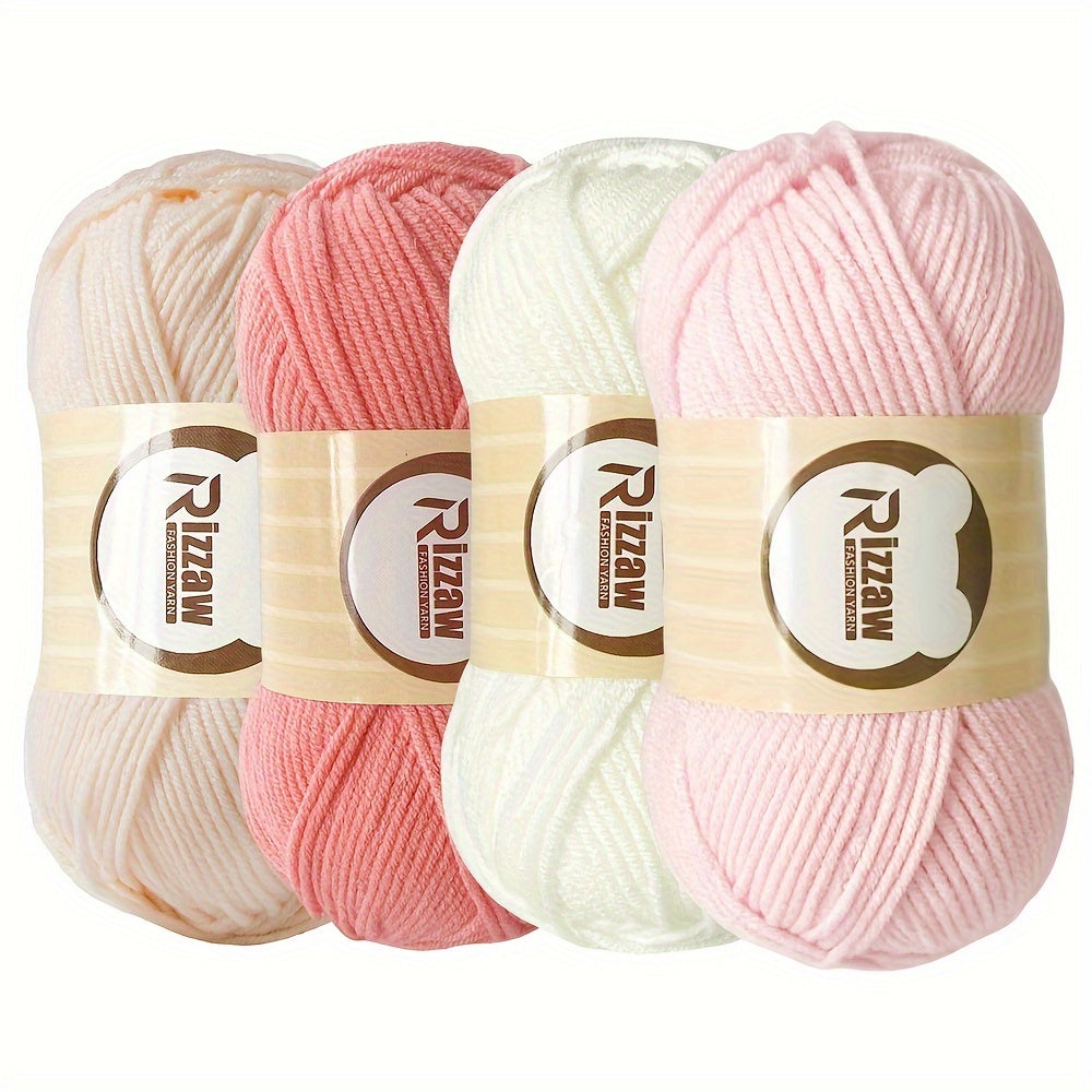 Morandi Color Yarn Set with 4 Strands 50g for Crochet Projects Blanket Clothes Tote Bag Slippers