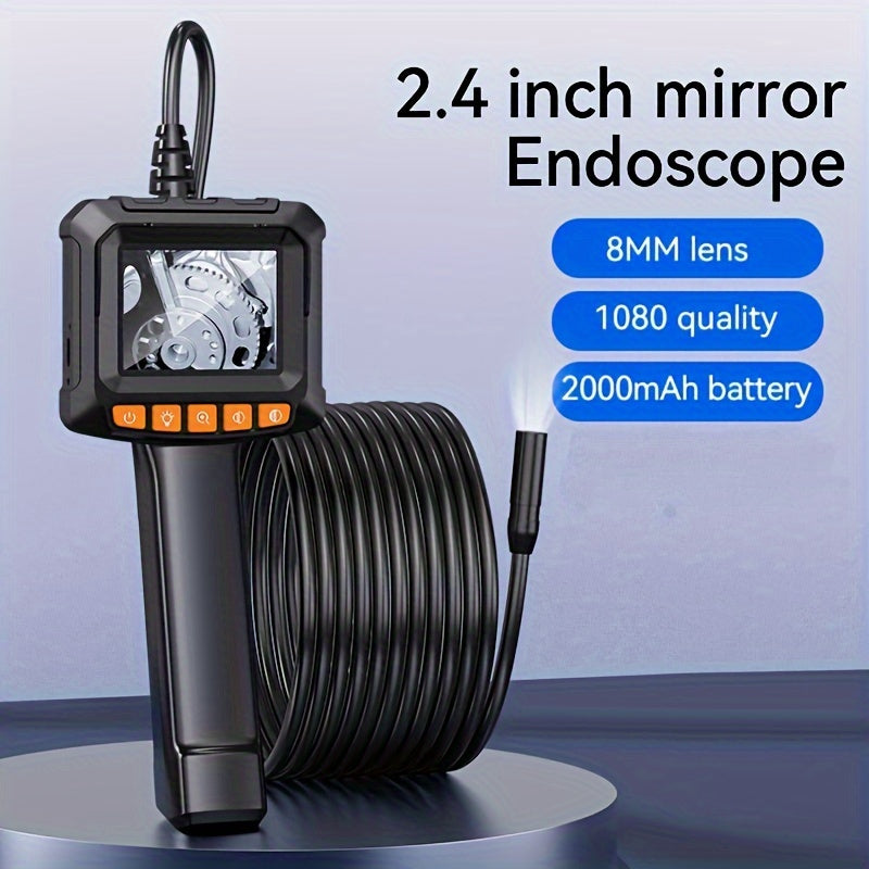 Industrial Endoscope with 8mm HD Camera 2.4 Inch LCD 8 LED Lights 16.5ft Cable