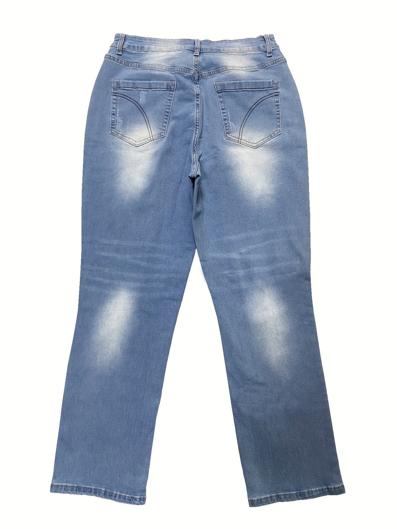 Women's Retro Boot-Shaped Slit Jeans Plus Size Straight Leg Denim