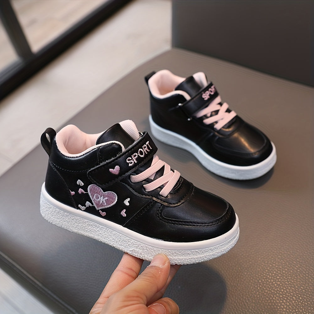 Girls' Embellished High Top Skate Shoes Lightweight Anti-Slip Casual Sneakers for Outdoor Walks