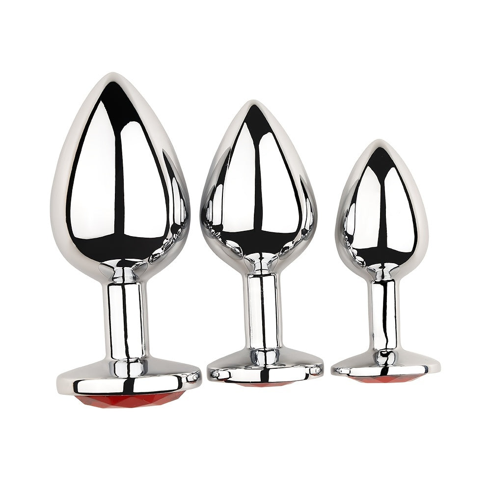 Red Gem Base Metal G-Spot Anal Plug for Adults