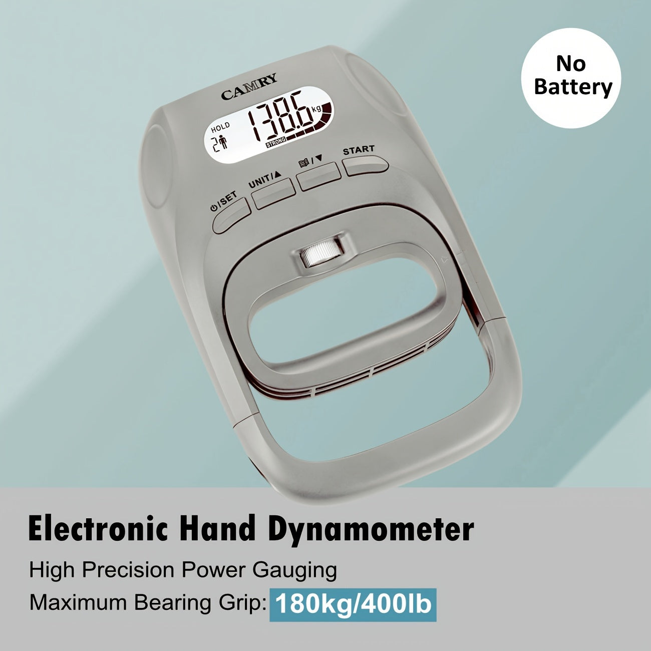 Digital Hand Dynamometer Grip Strength Meter LCD Display No Battery Needed