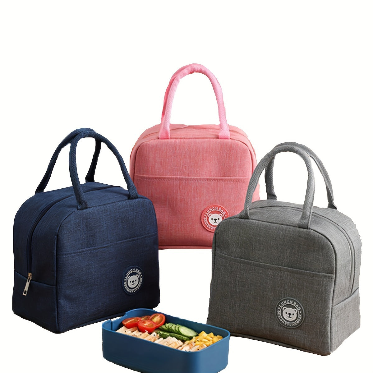 Bear Pattern Insulated Lunch Bag for School and Travel, Hot Cold Thermal Storage