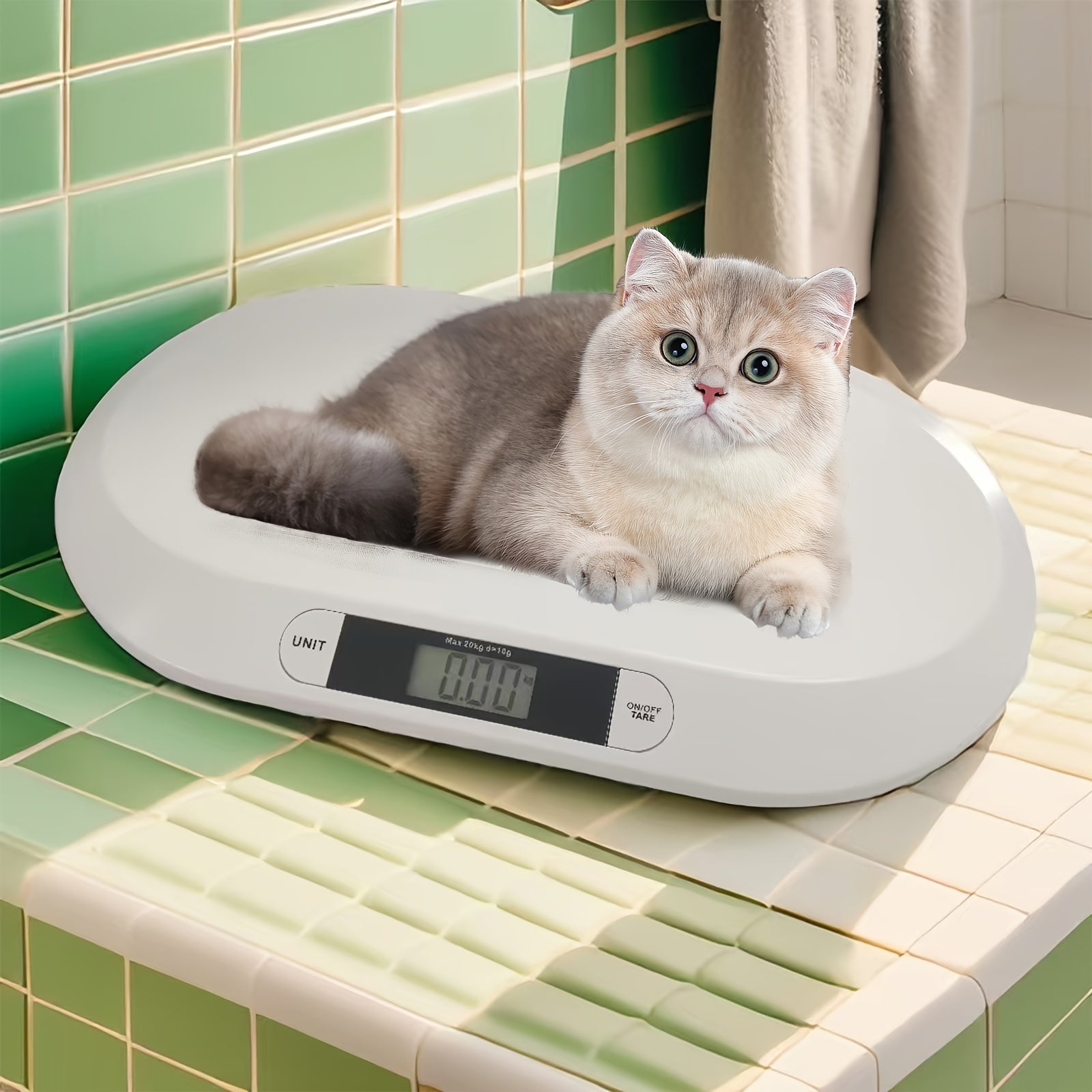 Baby and Pet Scale with Tare Function and Curved Ruler for Infants, Puppies, Cats up to 44 lbs
