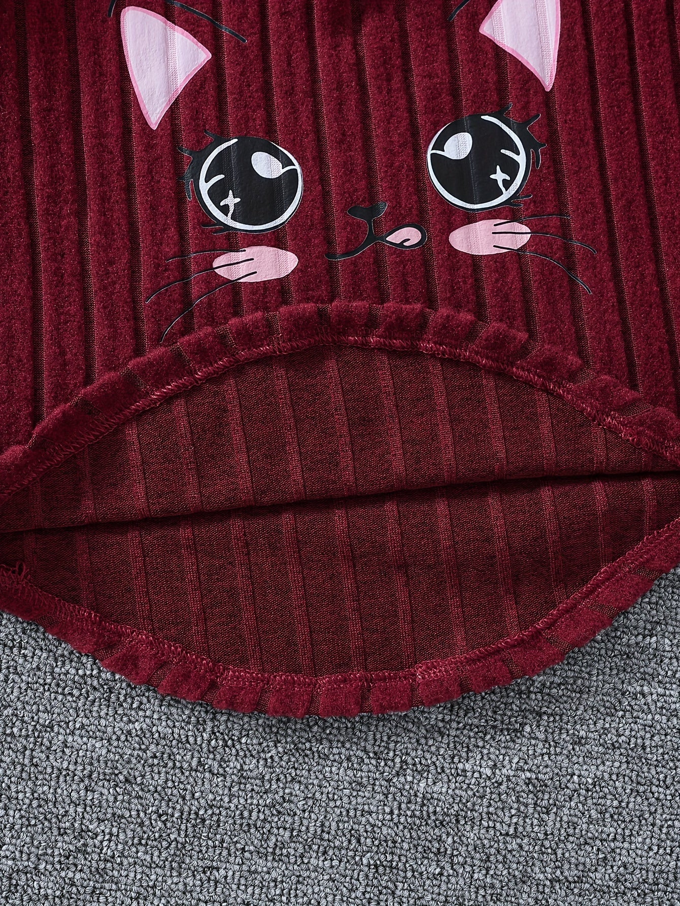 Девочкиный комплект из полиэстера для всех сезонов: худи и штаны с дизайном лица кота