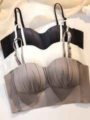 Set of 3 Women’s Seamless Strapless Bandeau Bras with Non-Removable Padding