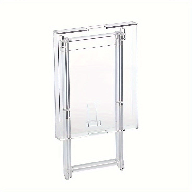 Акриловый прозрачный складной журнальный столик с подвижной полкой для хранения вещей - легкий, роскошный, прочный и портативный