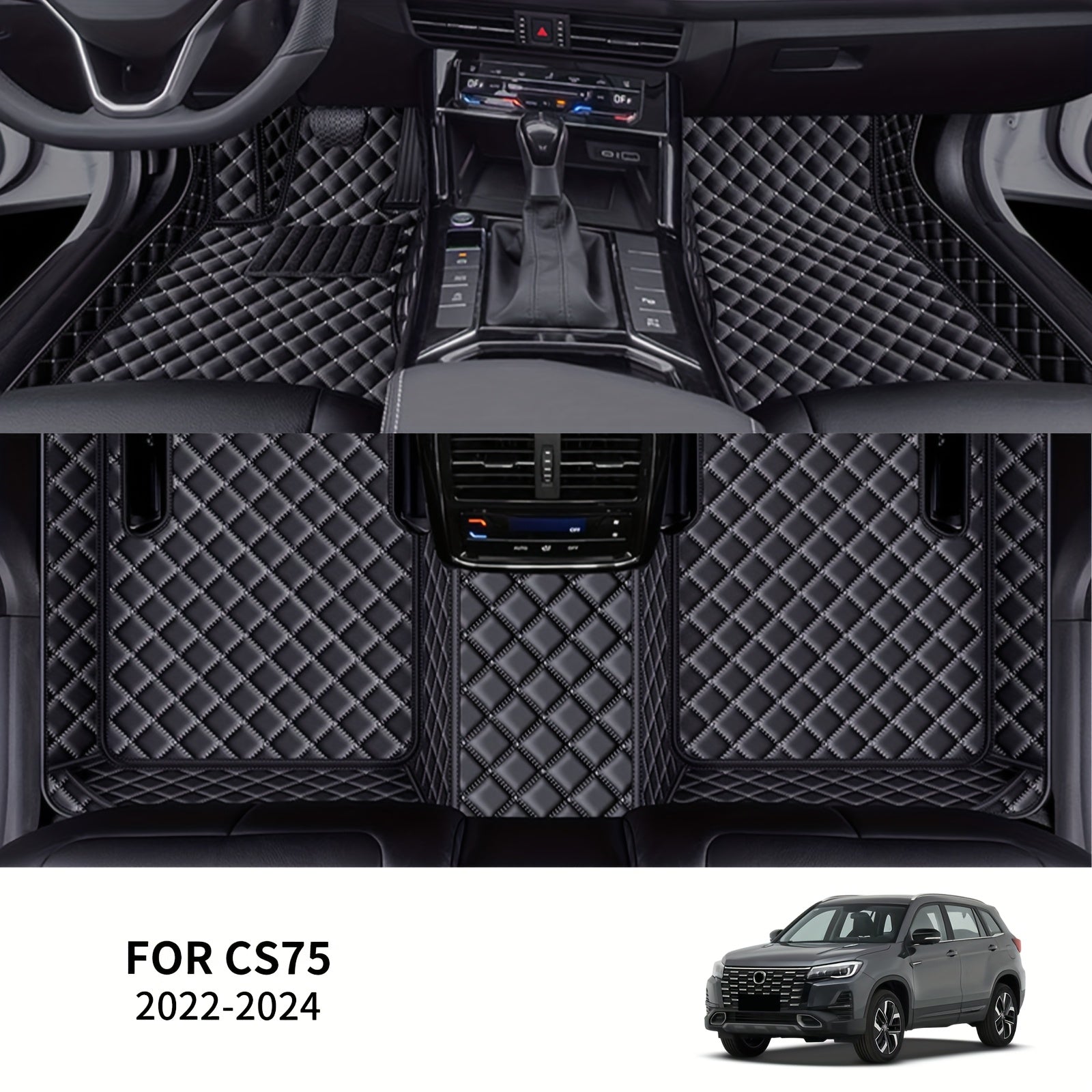 3D Faux Leather Car Floor Mats Set for All-Weather Protection Durable