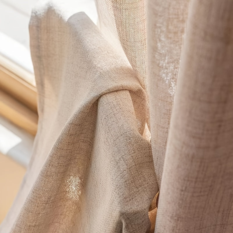 Japanese-Inspired Faux Linen Curtains Thickened Light Blocking Thermal Insulating for Living Rooms Bedrooms