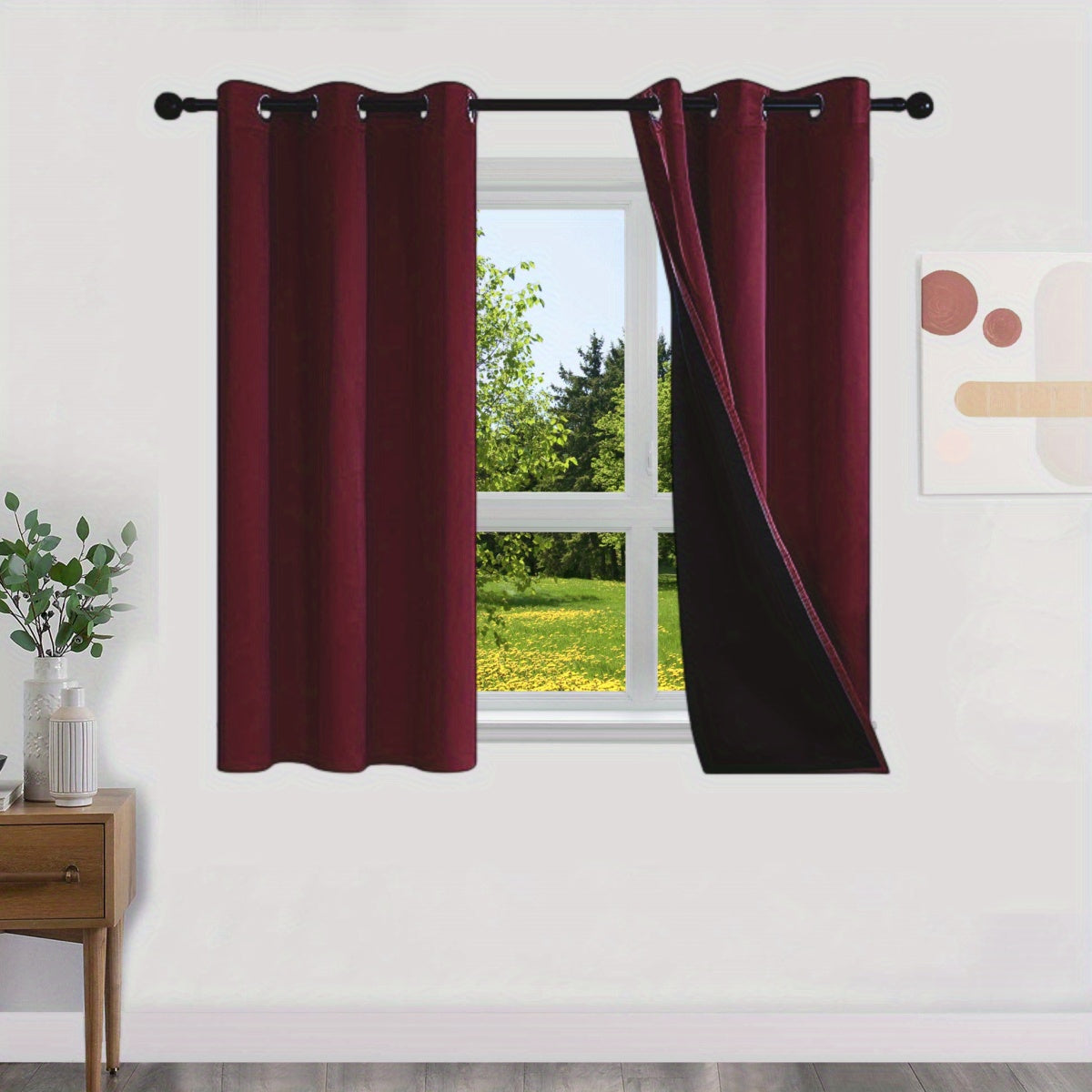 Blackout Curtains 100% Opaque with Lining 2 Pieces for Bedroom Living Room
