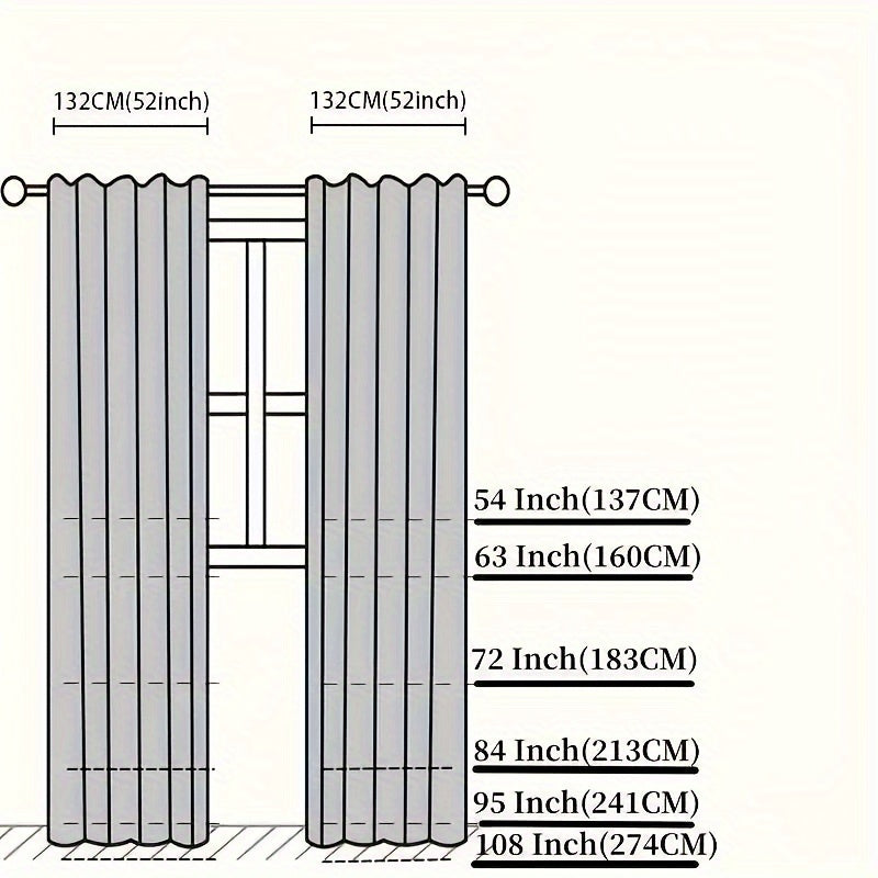 Set of 2 Sheer Grommet Top Curtains for Living Room Bedroom Kitchen