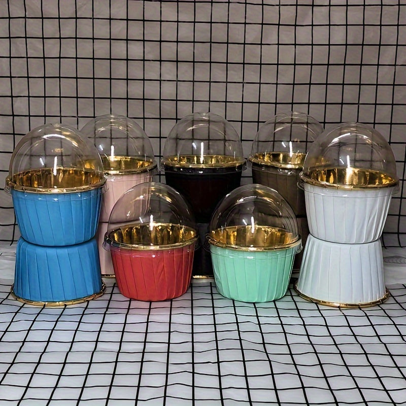 50 штук термостойких бумажных форм для кексов с крышками для выпекания кексов и маффинов