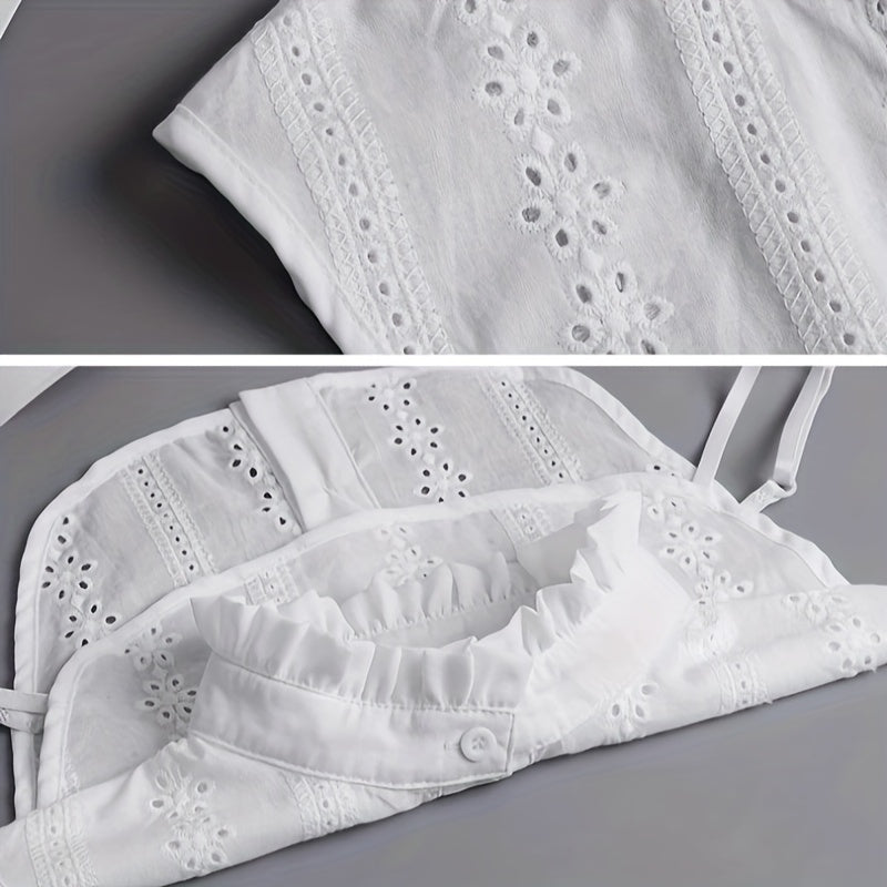 Women's Lace Detachable Collar with Ruffled Edges and Floral Jacquard Pattern for Layering