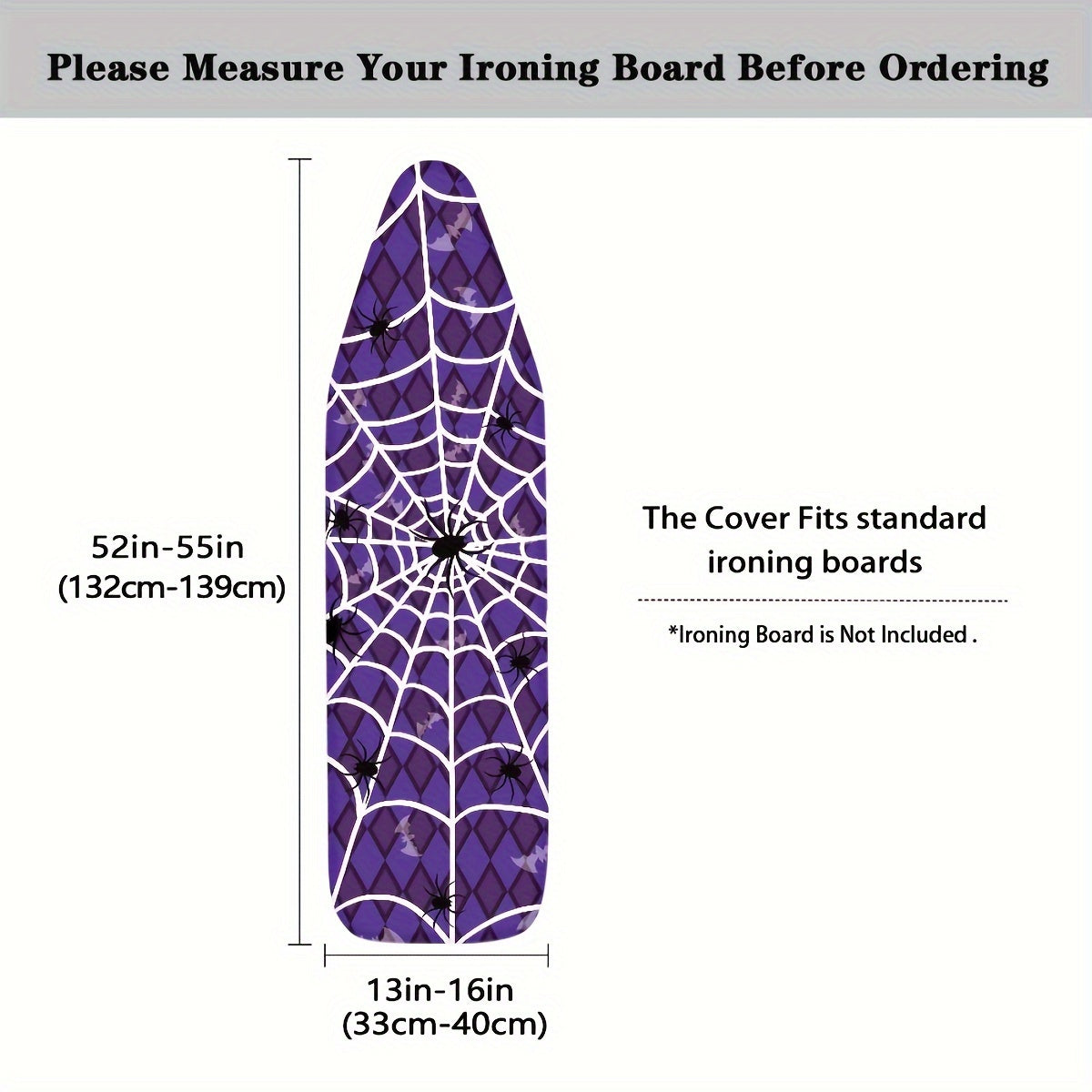 Ironing Board Cover with Elastic Edges for Standard Size Boards Dust Protection Halloween Decor