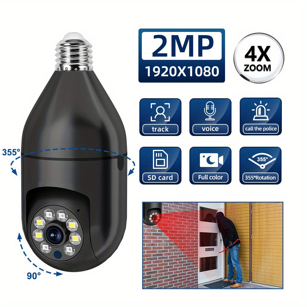 Smartfonlar va Wi-Fi bilan mos keladigan uy kuzatuv tizimi, tungi ko'rish, 355° pan-tilt imkoniyati, ikki tomonlama audio va 2MP rezolyutsiyaga ega 1080P HD WiFi xavfsizlik kamerasi bilan. Ushbu kamera USB orqali quvvatlanadi va talab qilinmaydi.