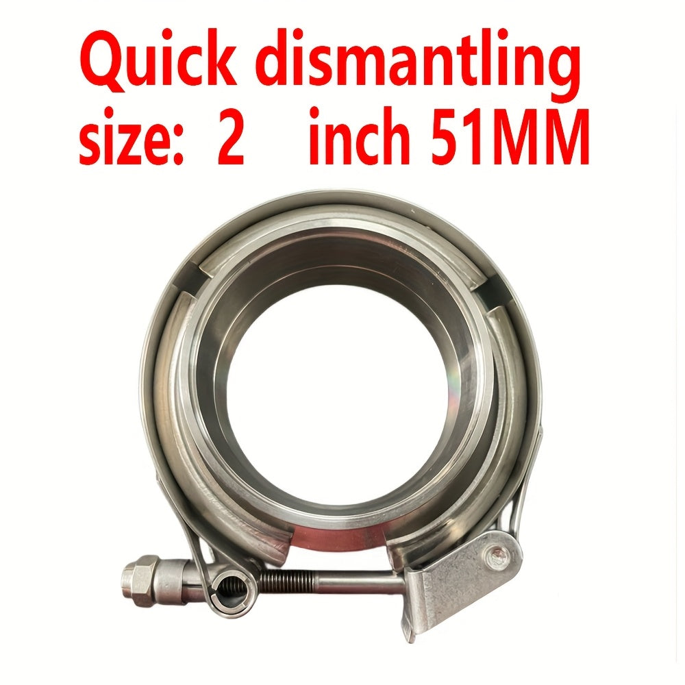 Avtomobil chiqindi quvurlari uchun zanglamaydigan po'latdan yasalgan V-boltli klamplar to'plami, turbo quvur uchun 5.08-7.62 sm