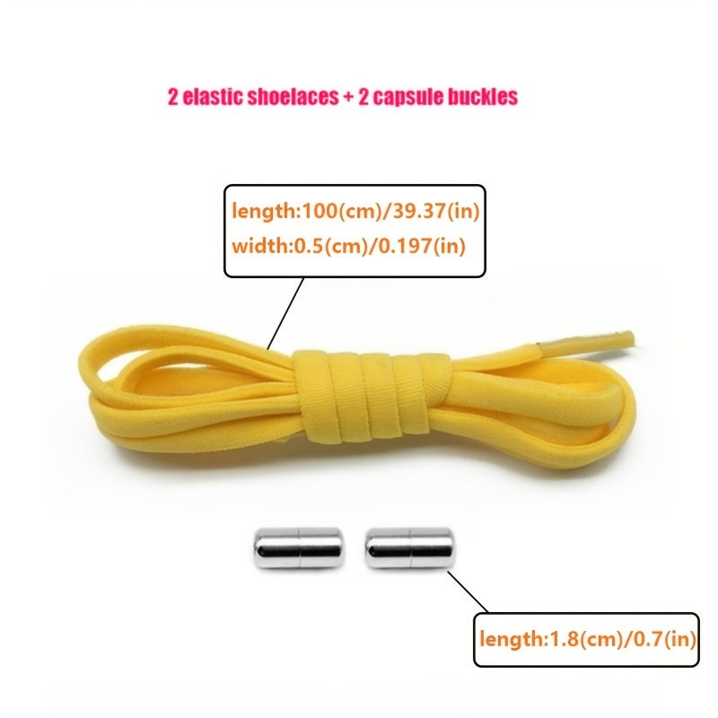 Unisex Elastic No-Tie Shoelaces with Metal Aglets White Sporty Laces