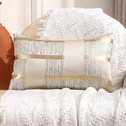 Set of 2 Geometric Pattern Silk Jacquard Throw Pillow Covers Black White Gold for Living Room Sofa Decor