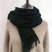 Women’s Solid Color Tassel Scarf Thin Warm Windproof Accessory