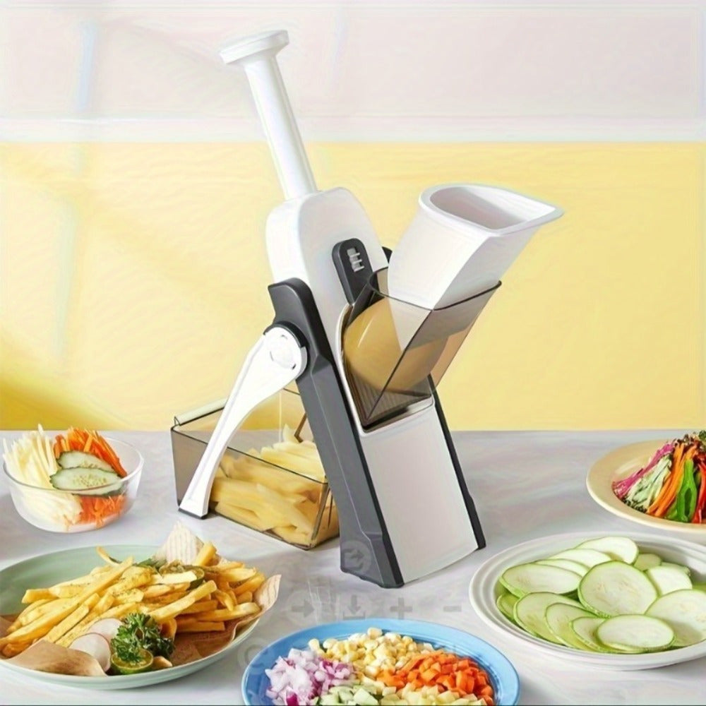 Manual Vegetable Cutter with Safety Lock, 10L, Versatile Metal Grater for Potatoes and Garlic