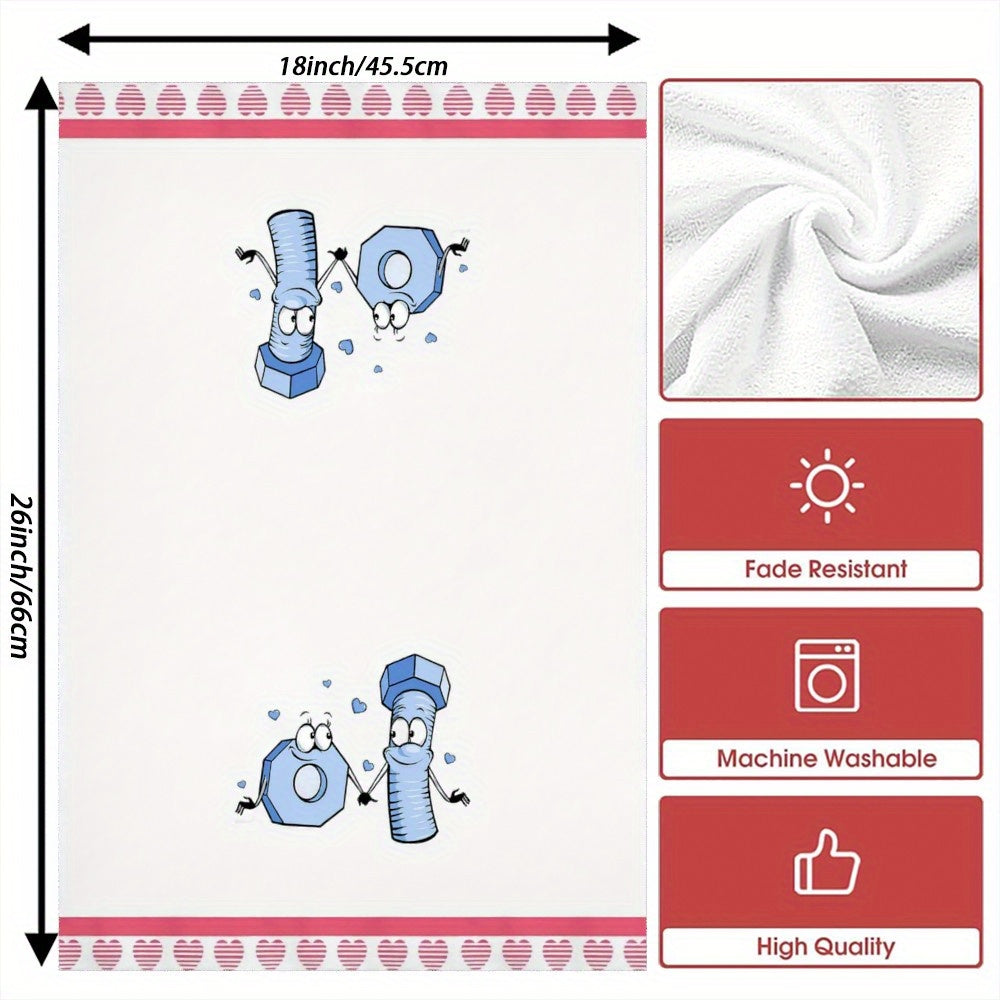 Valentine Heart Kitchen Towels Set 45x66cm Machine Washable Vibrant Colors